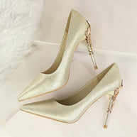 WW | Metall Geschnitzte Pumps Elegante High Heels