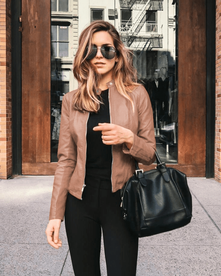 W&W Mode | Jacke Damen Slim Fit Lederjacke Damen Perfekt Für Den Herbst Trendy & Lässig
