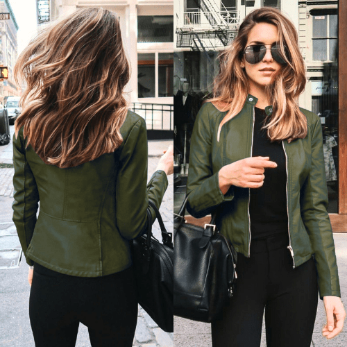 W&W Mode | Jacke Damen Slim Fit Lederjacke Damen Perfekt Für Den Herbst Trendy & Lässig
