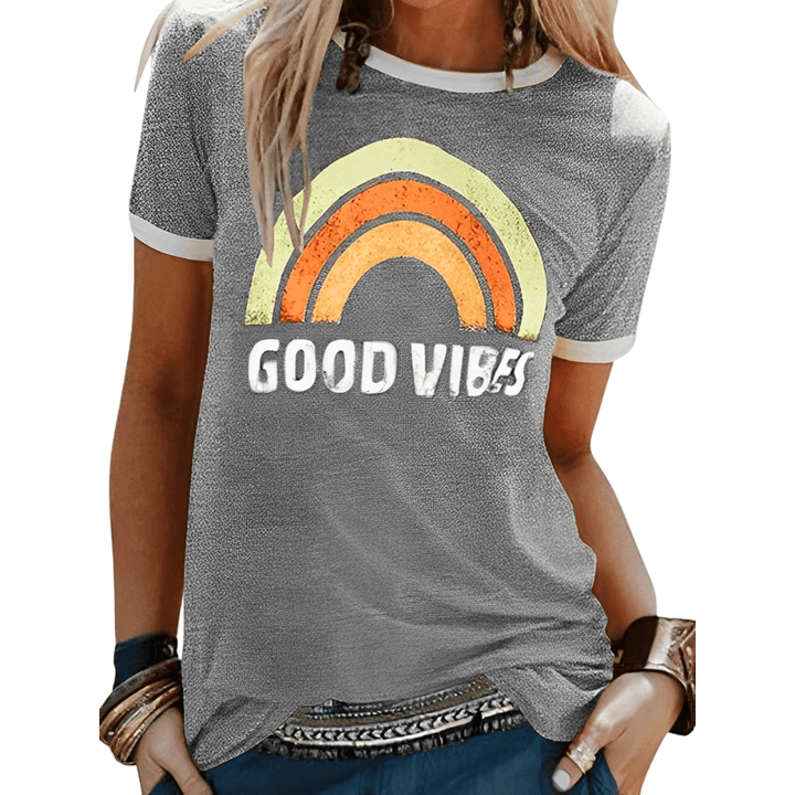W&W Mode | Retro Good Vibes Grafik T-Shirt für Damen