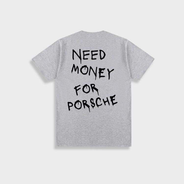 WW | Herren Weinlese 'need Money for Porsche' Baumwoll T-Shirt