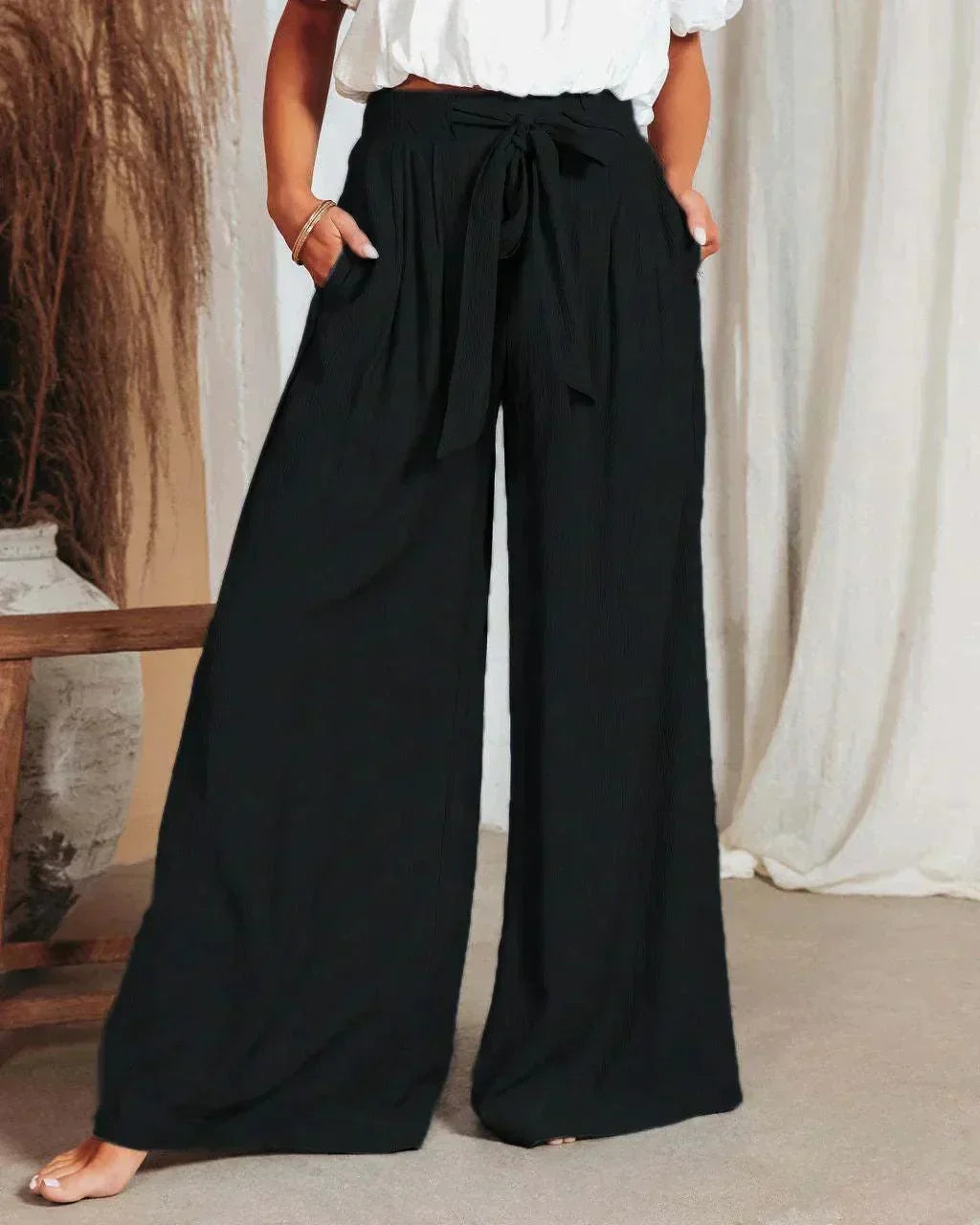 W&W Mode | Luftige Leinenhose Mit Weitem Schnitt Für Frauen