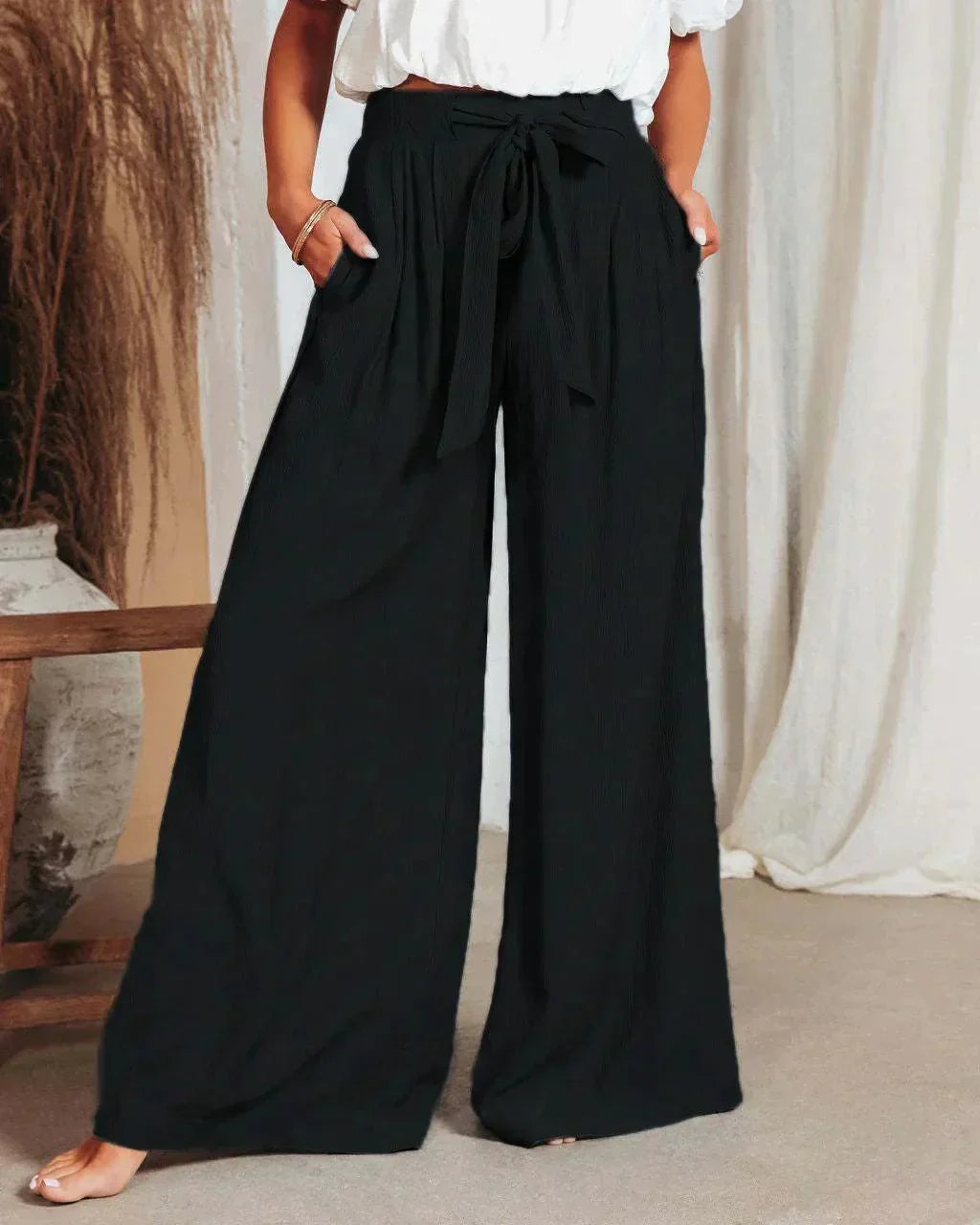WW | Luftige Leinenhose Mit Weitem Schnitt Für Frauen