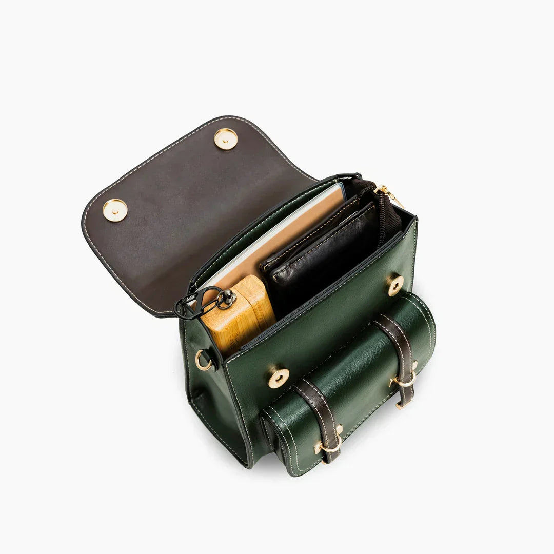 Veganer Kunstlederrucksack mit Tragegriff und vielseitigem Tragegurt