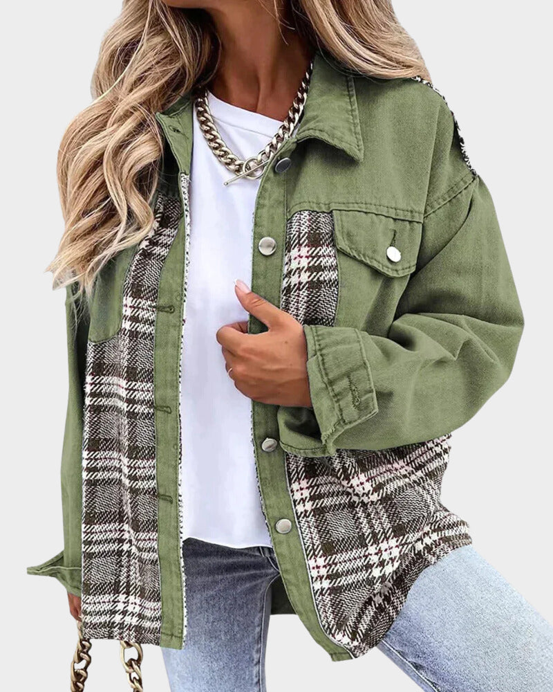 W&W Mode | Retro Jeansjacke für Damen - Modische Jeansstoffjacke