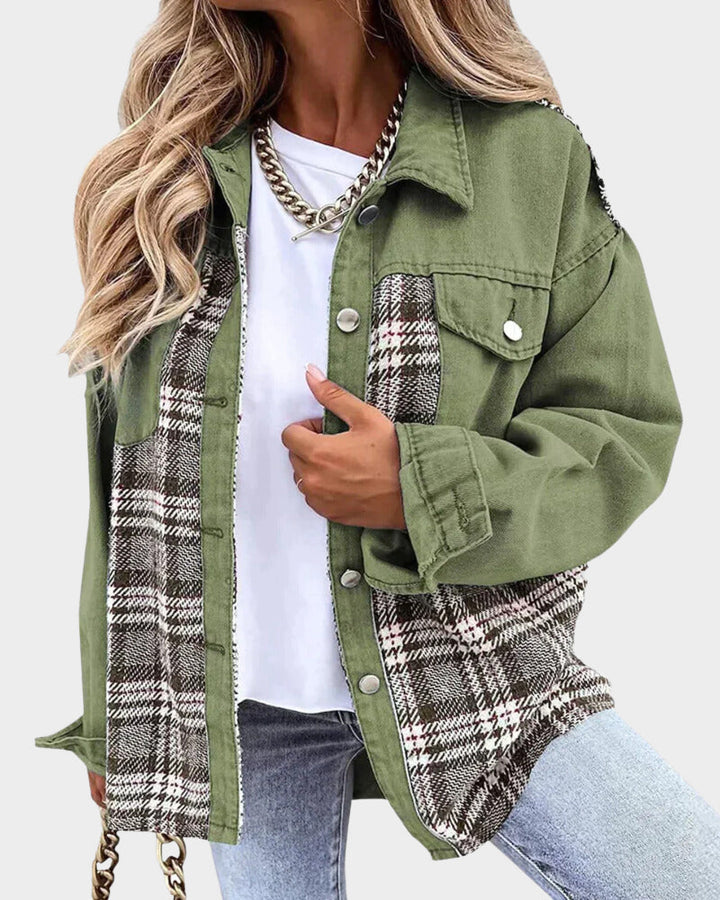 W&W Mode | Retro Jeansjacke für Damen - Modische Jeansstoffjacke