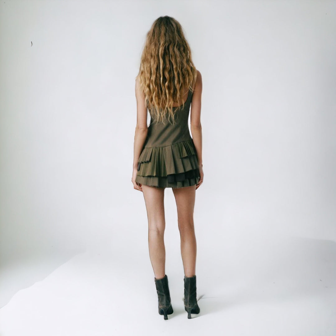 Elegante Falte Kurzer Jumpsuit