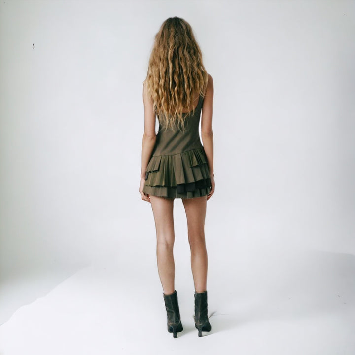 Elegante Falte Kurzer Jumpsuit