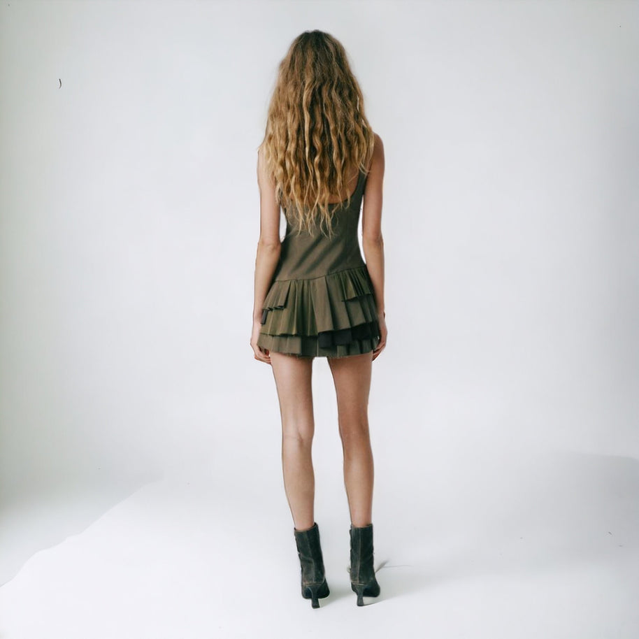 Elegante Falte Kurzer Jumpsuit