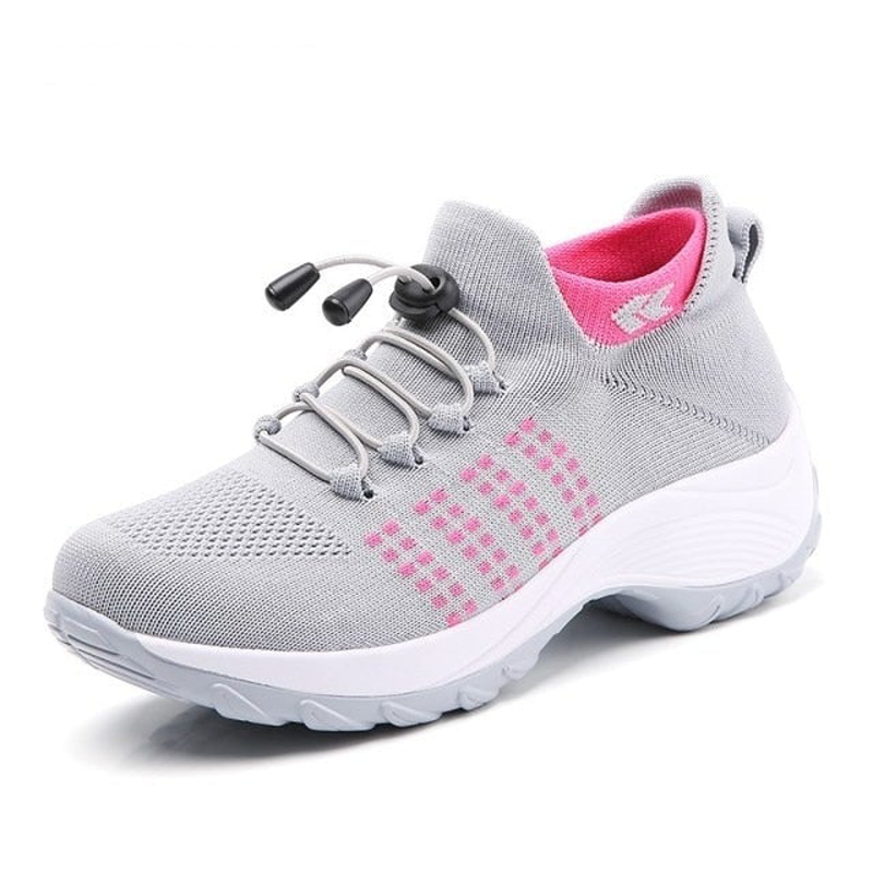 WW | Atmungsaktive Slip on Sneakers Mit Verstellbaren Schnürsenkeln Für Damen