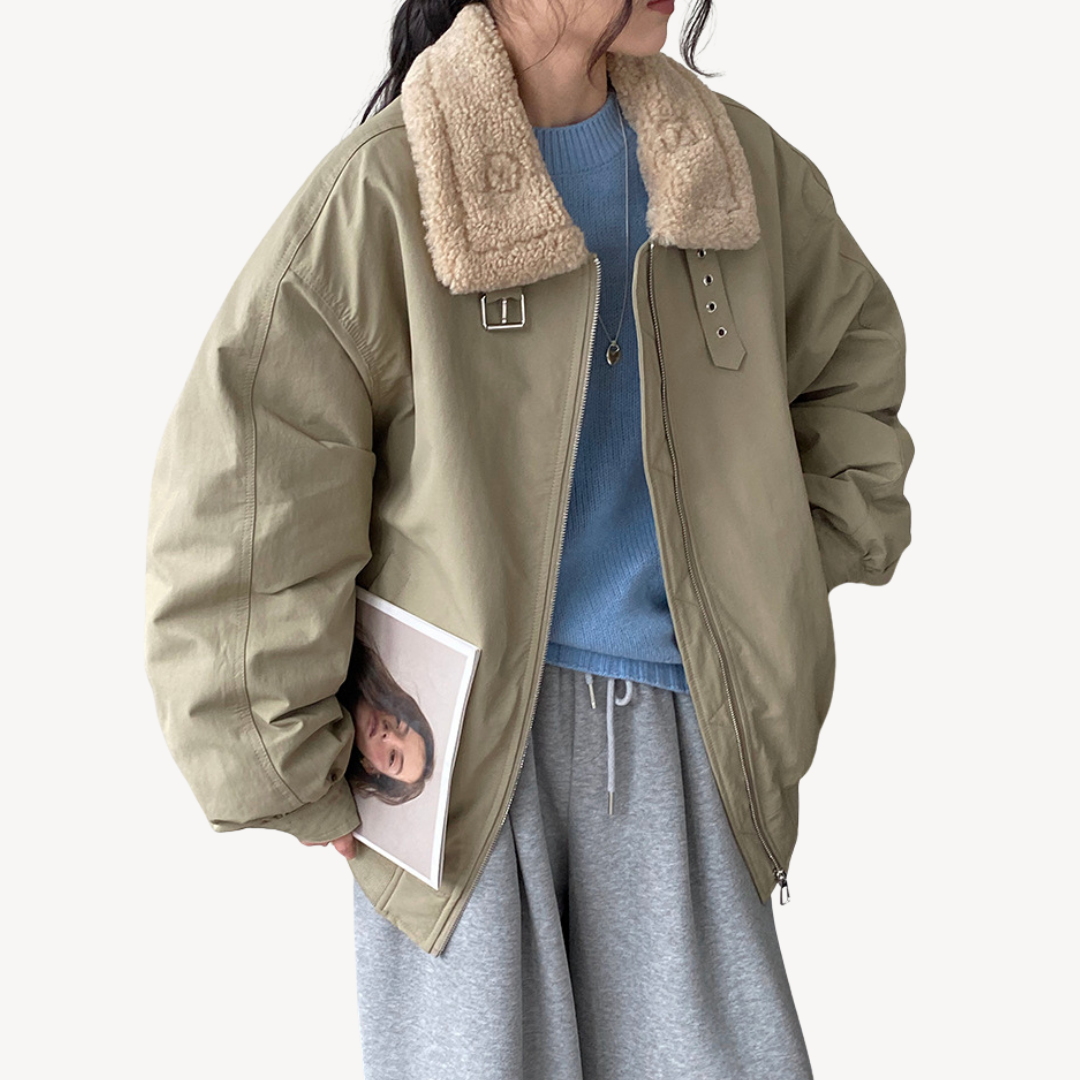 W&W Mode | Damen Shearling Kragen Pufferjacke