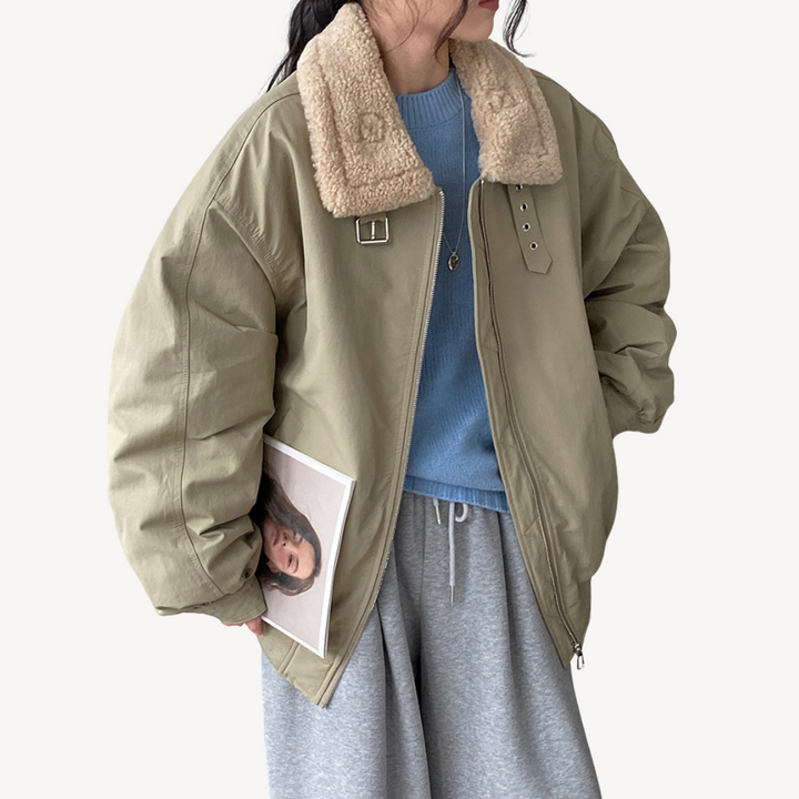 W&W Mode | Damen Shearling Kragen Pufferjacke