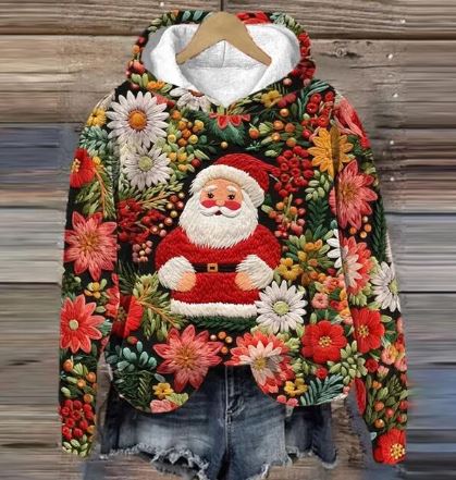 W&W Mode | Vintage Santa Kapuzenpullover Mit Print