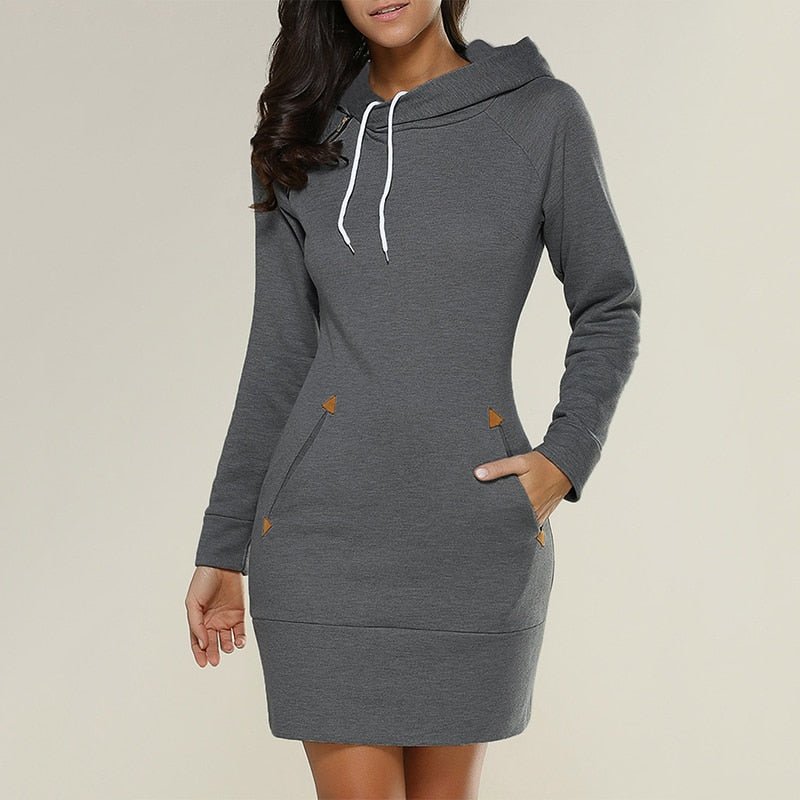 Lässiges Hoodie-Kleid über dem Knie