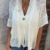 WW | Hochsommerliches Oberteil aus Lochstrick mit Langen Ärmeln für Frauen