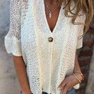 WW | Hochsommerliches Oberteil aus Lochstrick mit Langen Ärmeln für Frauen