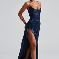 WW | Marineblaues Maxikleid