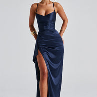 WW | Marineblaues Maxikleid