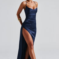 WW | Marineblaues Maxikleid