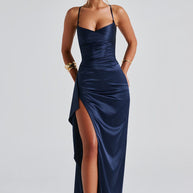WW | Marineblaues Maxikleid