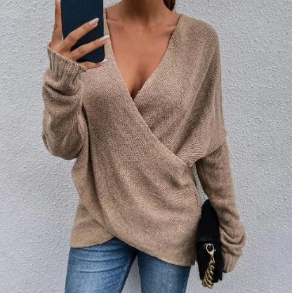 W&W Mode Pullover | Eleganter weicher V-Ausschnitt Pullover für Frauen