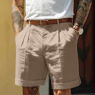 WW | Stylische Gefaltete Leinen Herrenshorts Für Den Sommer