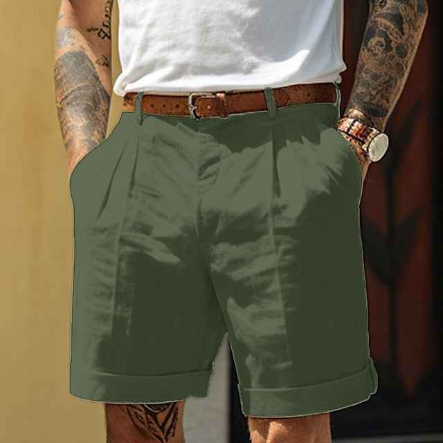WW | Stylische Gefaltete Leinen Herrenshorts Für Den Sommer