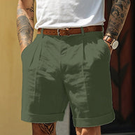WW | Stylische Gefaltete Leinen Herrenshorts Für Den Sommer