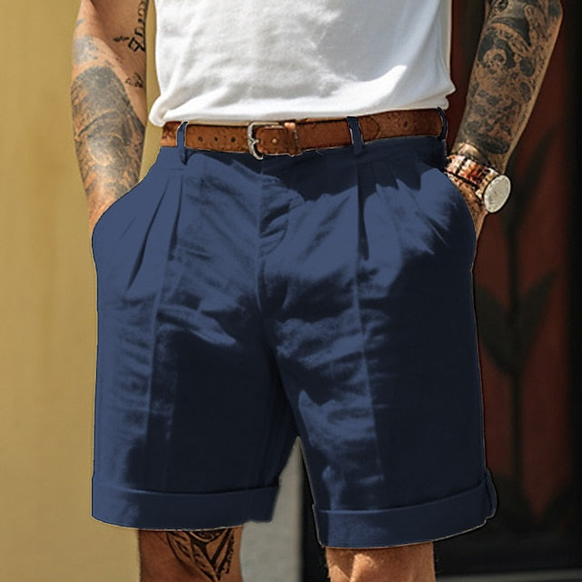 WW | Stylische Gefaltete Leinen Herrenshorts Für Den Sommer