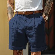 WW | Stylische Gefaltete Leinen Herrenshorts Für Den Sommer