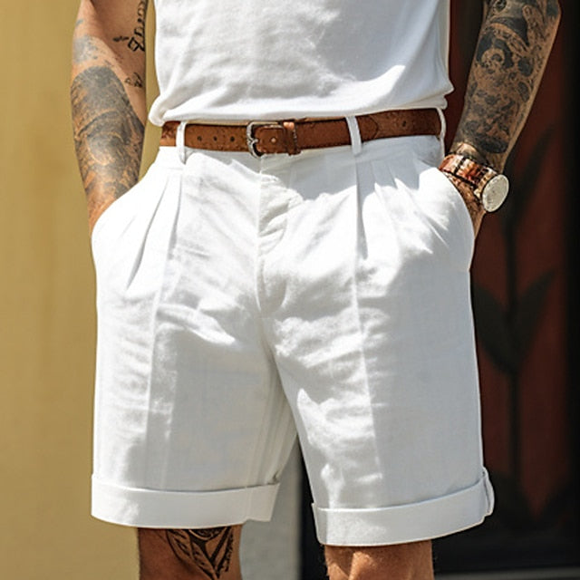 WW | Stylische Gefaltete Leinen Herrenshorts Für Den Sommer