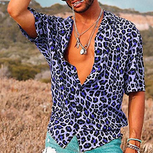 WW | Herren Sommerhemd Mit Leopardenmuster