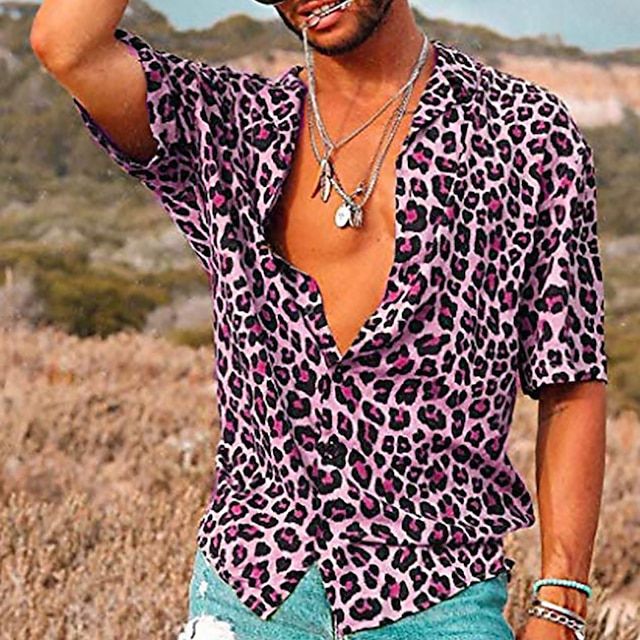 W&W Mode | Herren Sommerhemd Mit Leopardenmuster