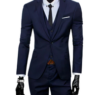 WW | 3 Teiliger Anzug mit Reverskragen Blazer Ärmelloser Weste und Schmaler Hose