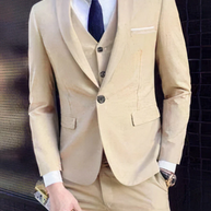 WW | 3 Teiliger Anzug mit Reverskragen Blazer Ärmelloser Weste und Schmaler Hose