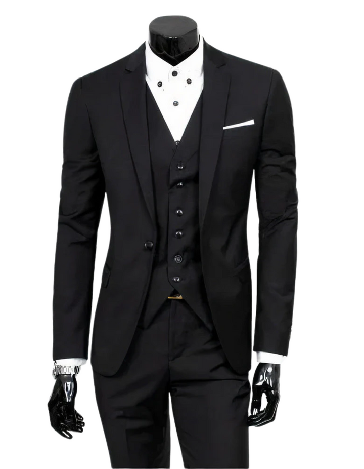 W&W Mode | 3 Teiliger Anzug mit Reverskragen Blazer Ärmelloser Weste und Schmaler Hose