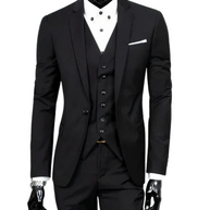 WW | 3 Teiliger Anzug mit Reverskragen Blazer Ärmelloser Weste und Schmaler Hose