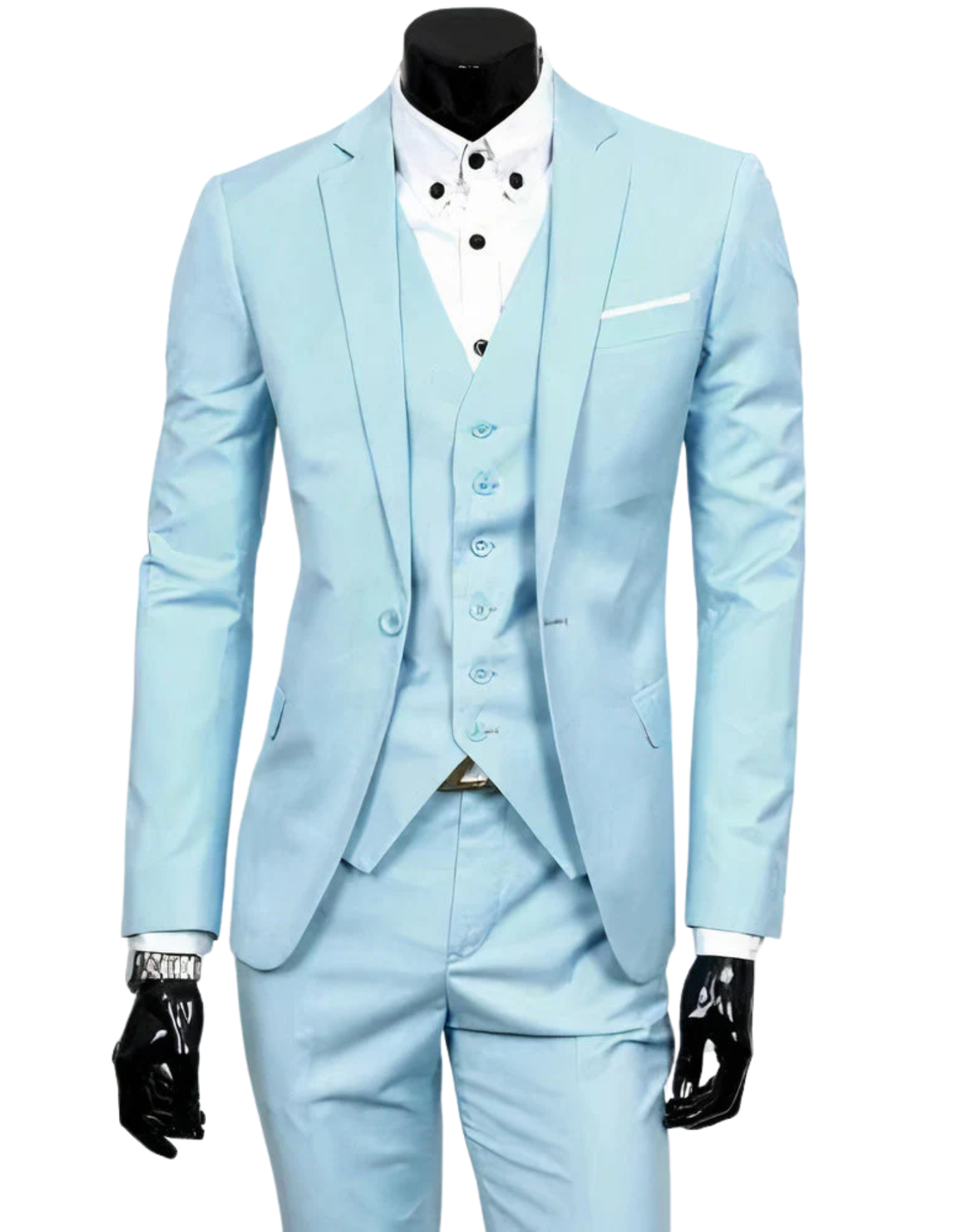 WW | 3 Teiliger Anzug mit Reverskragen Blazer Ärmelloser Weste und Schmaler Hose