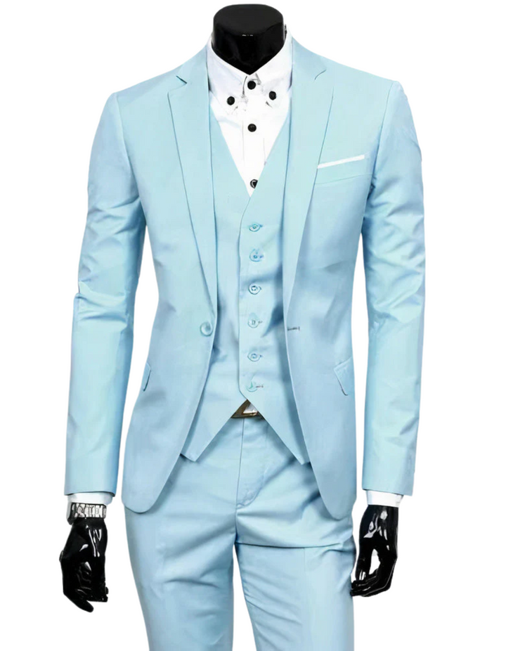 W&W Mode | 3 Teiliger Anzug mit Reverskragen Blazer Ärmelloser Weste und Schmaler Hose