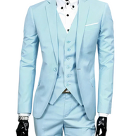 WW | 3 Teiliger Anzug mit Reverskragen Blazer Ärmelloser Weste und Schmaler Hose