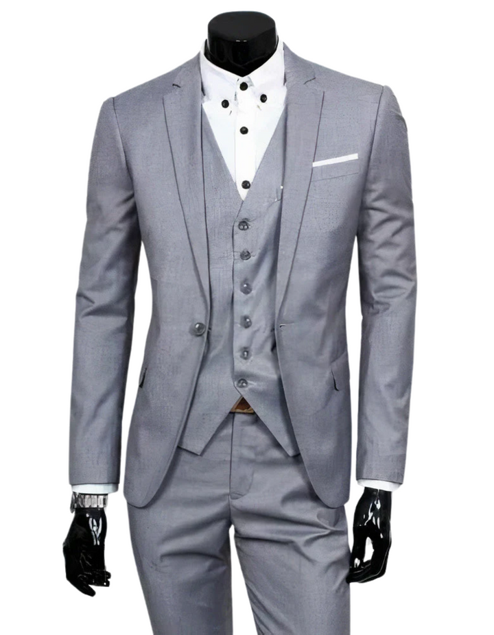 W&W Mode | 3 Teiliger Anzug mit Reverskragen Blazer Ärmelloser Weste und Schmaler Hose