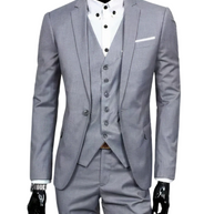 WW | 3 Teiliger Anzug mit Reverskragen Blazer Ärmelloser Weste und Schmaler Hose