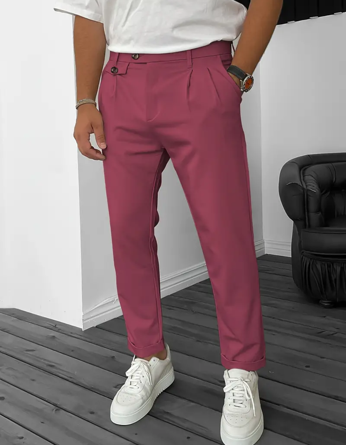 WW | Herren Bequeme Hose Schwarz