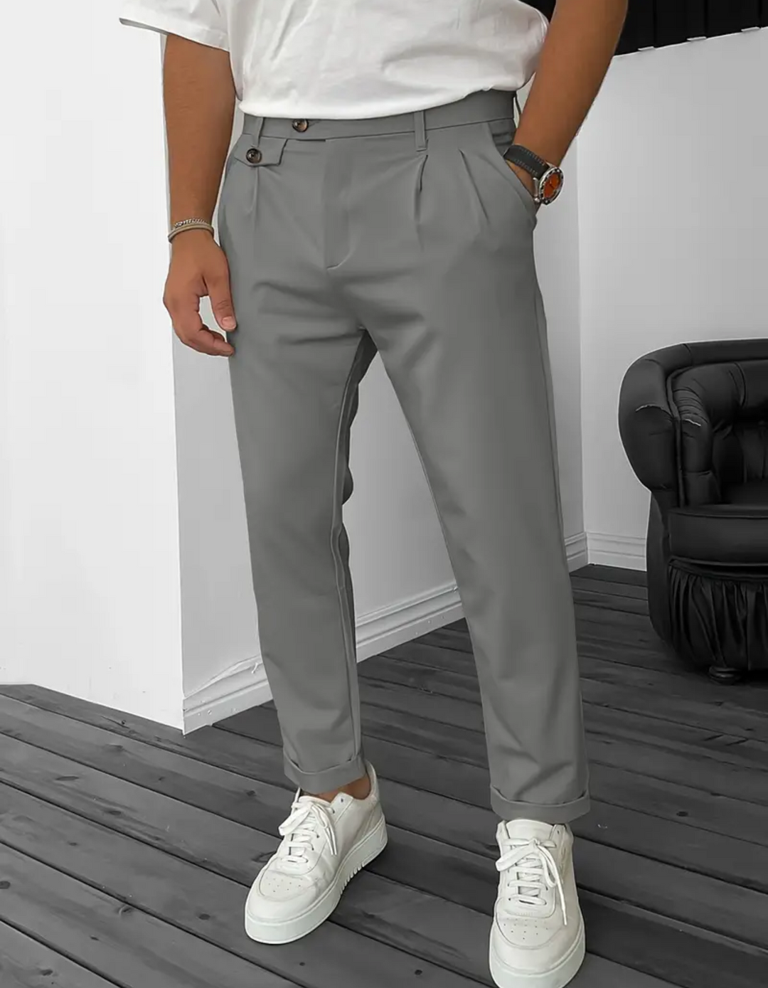 W&W Mode | Herren Bequeme Hose Schwarz