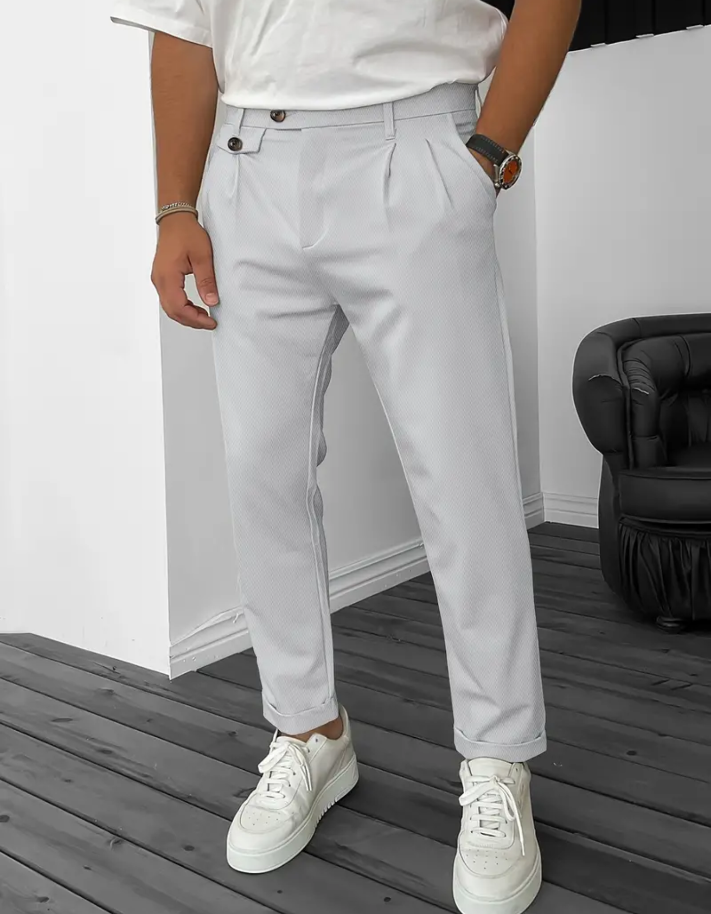 WW | Herren Bequeme Hose Schwarz