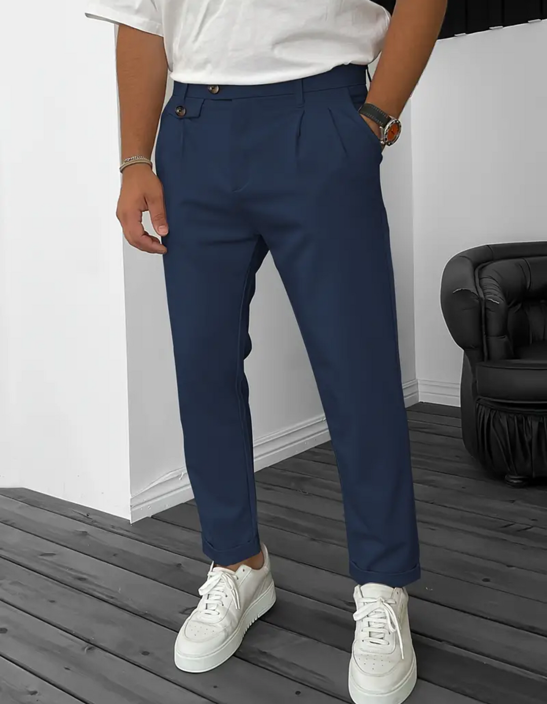 W&W Mode | Herren Bequeme Hose Schwarz