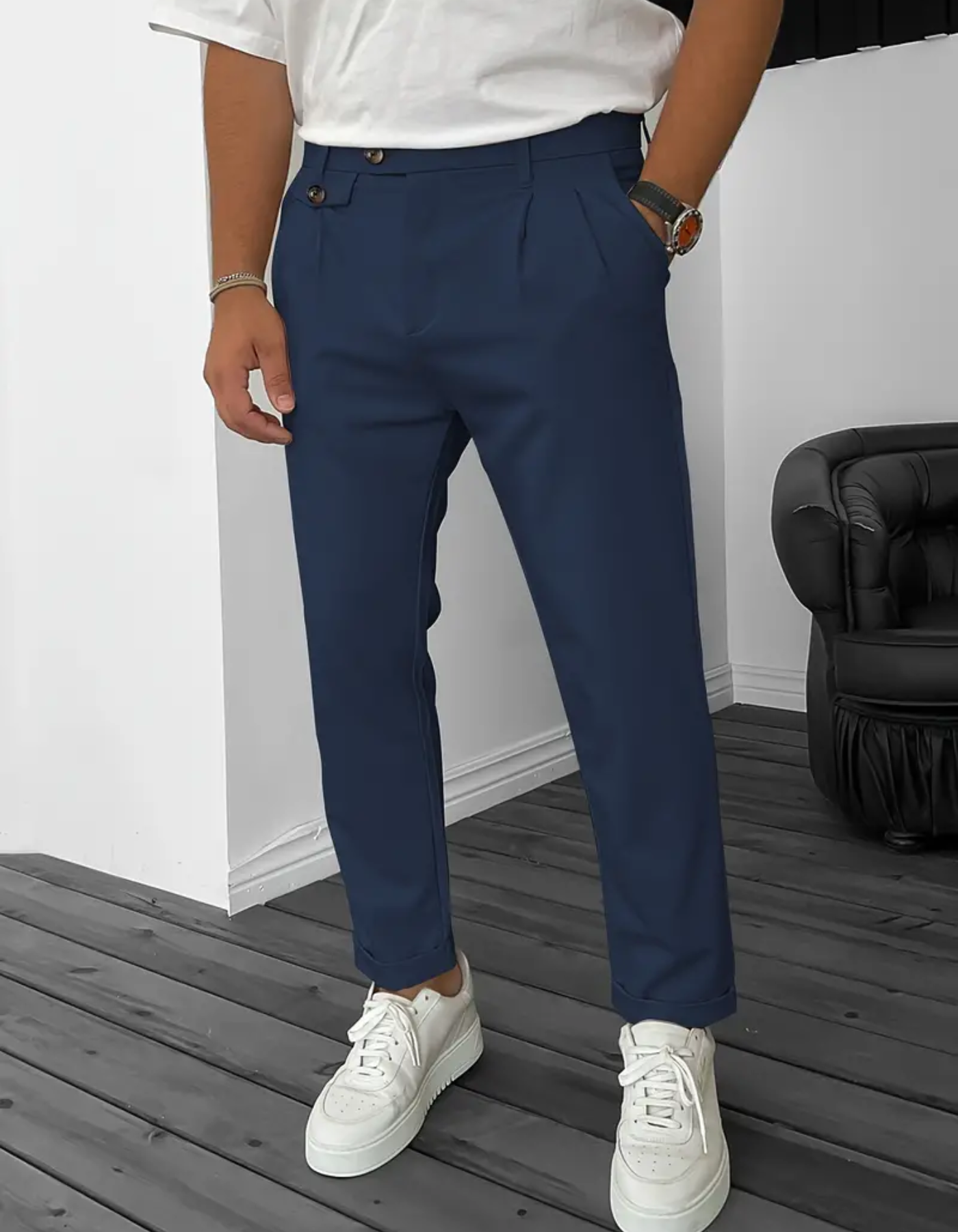 WW | Herren Bequeme Hose Schwarz