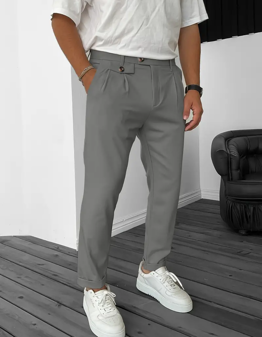 W&W Mode | Herren Bequeme Hose Schwarz