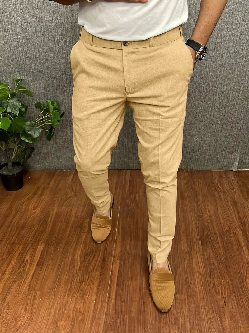 W&W Mode | Herren Chino Hose Beige Stoffhose