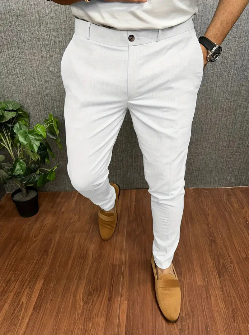 WW | Herren Weiße Chino Stoffhose Stretch